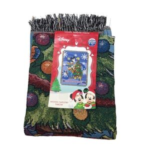 Disney Mickey Mouse Made USA Holiday Cheer Woven Tapestry Throw  48x60 Inch